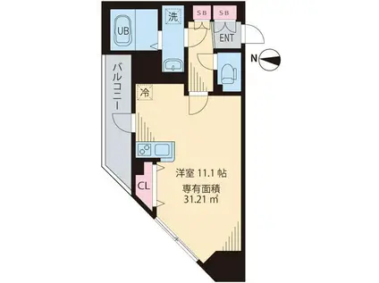 ルアナ亀戸(ワンルーム/5階)の間取り写真