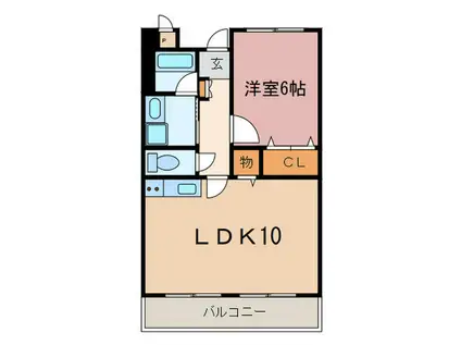 夙川若松ハイツ(1LDK/5階)の間取り写真