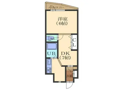 ビラミカエル1(1DK/2階)の間取り写真