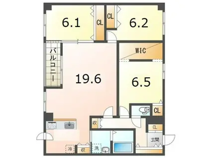 CARDEA星が丘(3LDK/5階)の間取り写真