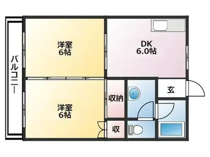 エムアイハイツ(2DK/2階)の間取り写真