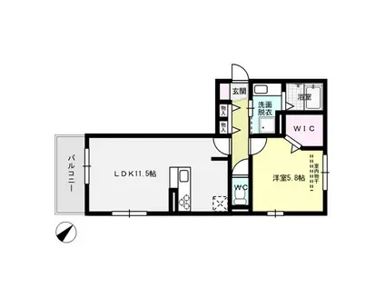 D-ROOM博多麦野 弐番館(1LDK/3階)の間取り写真