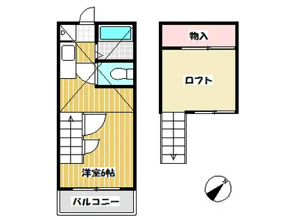 サンライフイイジマ(1K/2階)の間取り写真