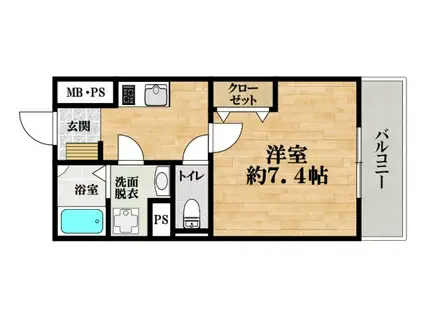 EXハイツMITO A棟(1K/2階)の間取り写真