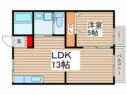 リラハイツA棟(1LDK/2階)の間取り写真