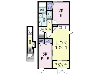 コントロ ルーチェ(2LDK/2階)の間取り写真