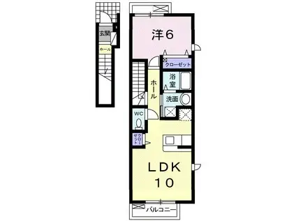 ヴァンアヴェニールB(1LDK/2階)の間取り写真