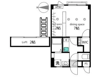 ハーツロケーション(1K/2階)の間取り写真