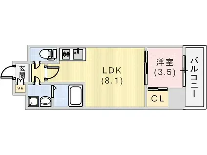 LIVIAZ KOBE LAMER(1LDK/7階)の間取り写真