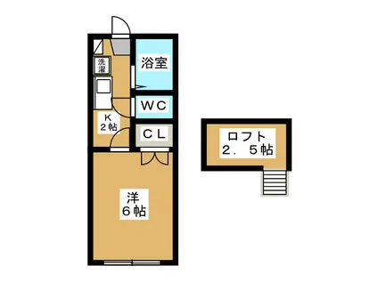 ヒルトップ銀河(1K/1階)の間取り写真