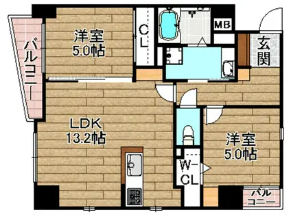 シェヌロジエ(2LDK/4階)の間取り写真