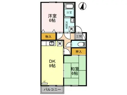 ハピネスホンゴウA(2DK/2階)の間取り写真