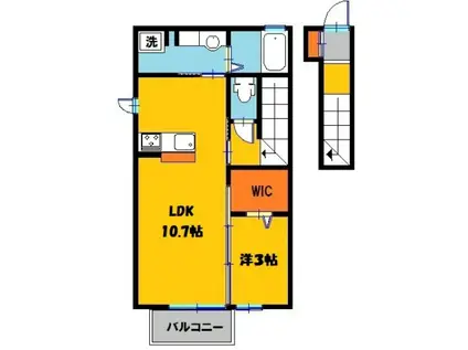 クローバーコート A(1LDK/2階)の間取り写真
