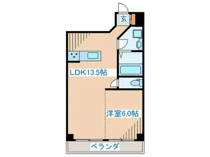 シャンボール五橋(1LDK/4階)の間取り写真
