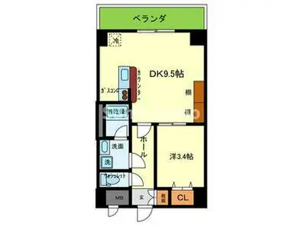 メゾン・ド・リベルテ(1LDK/6階)の間取り写真