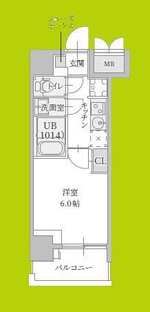 プランドール新北野(1K/8階)の間取り写真