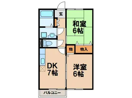 ファルコン壬生(2DK/1階)の間取り写真