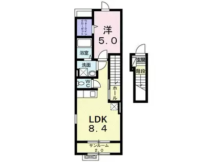 イリーデ・セレーノI(1LDK/2階)の間取り写真