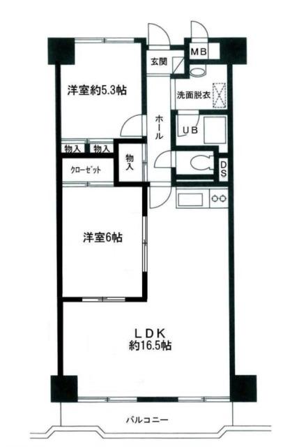 西葛西ハイツ(2LDK/4階)の間取り写真