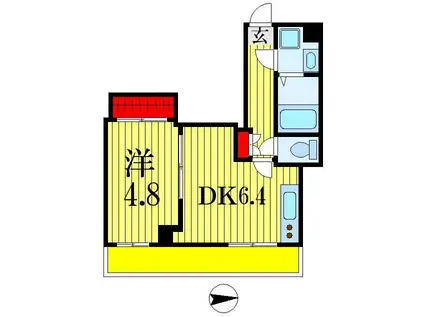 ウエスト COURT SOGA(1DK/2階)の間取り写真