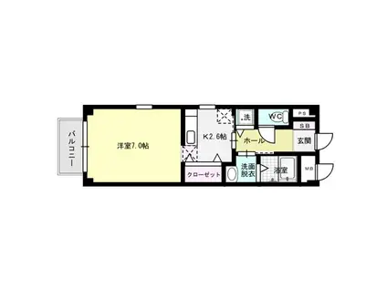 カサブランカ伊藤(1K/1階)の間取り写真