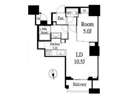 ドゥ・トゥールウエスト(1LDK/50階)の間取り写真