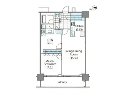 コンフォリア新宿イーストサイドタワー(1SLDK/17階)の間取り写真