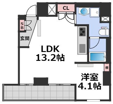 ラジエーションコート(1LDK/4階)の間取り写真