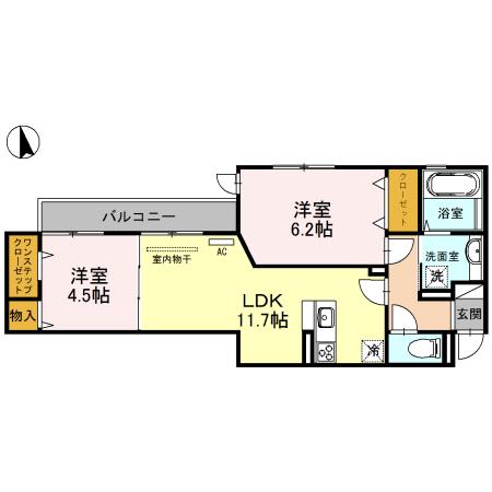 LA LUCE(2LDK/2階)の間取り写真