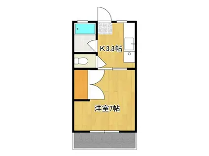 レジデンスモチヅキA棟(1K/2階)の間取り写真