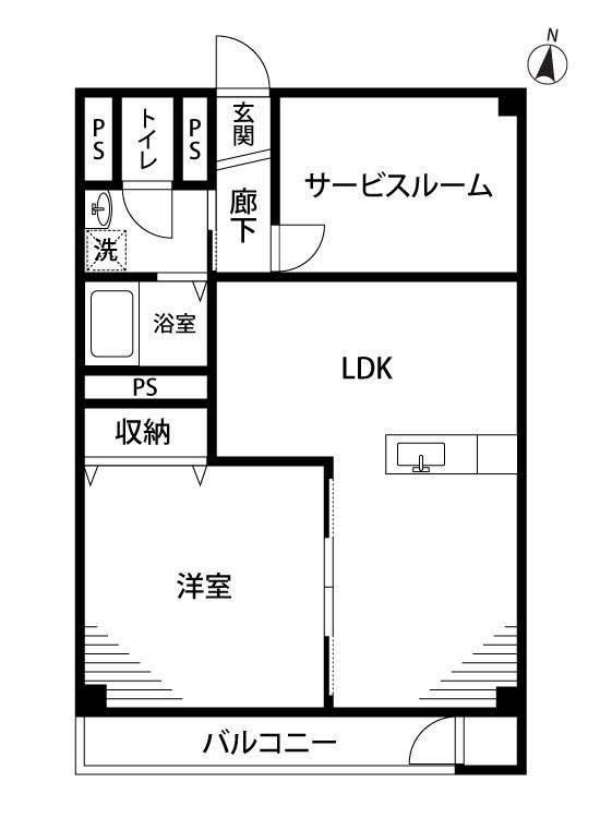 第2湖南グリーンハイツ(1SLDK/4階)の間取り写真