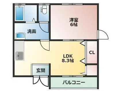 クローバーハウス(1LDK/2階)の間取り写真