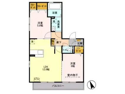 プランドール ガーデン(2LDK/1階)の間取り写真