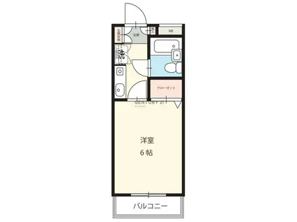 プランドール新城(1K/2階)の間取り写真