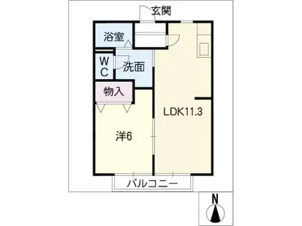 グリーンステージしんさかえ A(1LDK/1階)の間取り写真