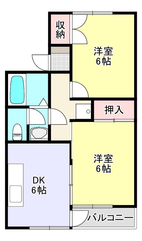 クイーンハイツ(2DK/1階)の間取り写真