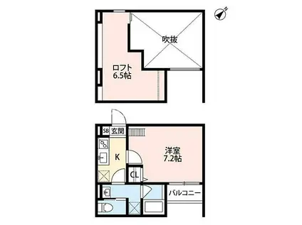 サンモール大和田(1K/2階)の間取り写真