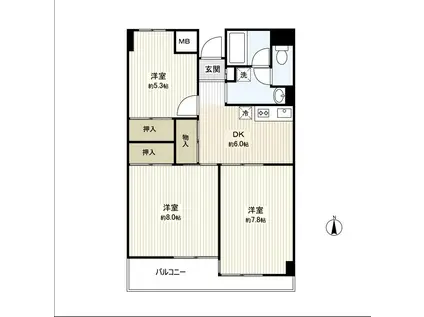 サンシャイン菊平ビル(3DK/3階)の間取り写真