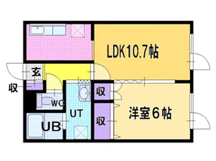 グランデュール2(1LDK/3階)の間取り写真
