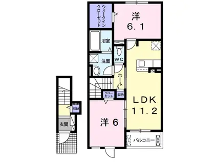 旭市西足洗 2LDK(2LDK/2階)の間取り写真