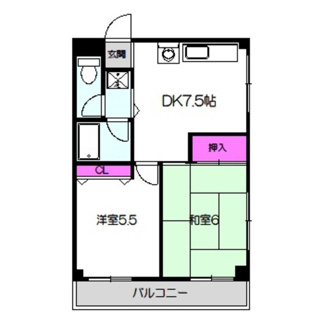 アマポーラ(2DK/2階)の間取り写真