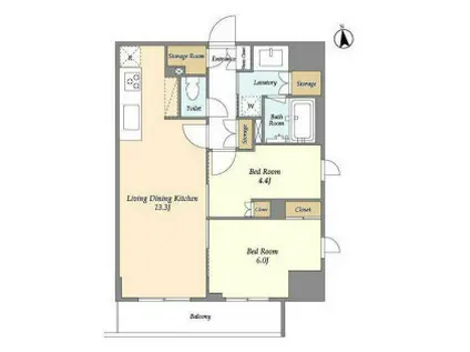 ラサンテ上野(2LDK/14階)の間取り写真