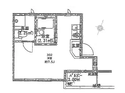 プログレス(ワンルーム/3階)の間取り写真