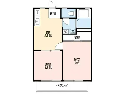 ロイヤルハイツB(2DK/2階)の間取り写真