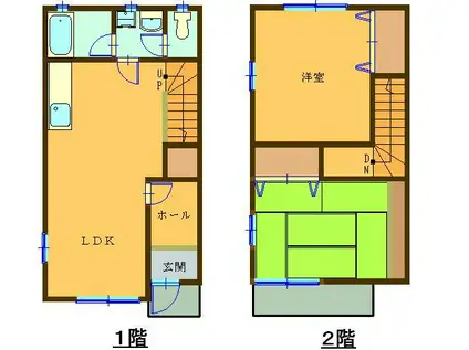 メゾネット秋桜(2LDK/1階)の間取り写真