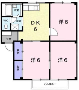 エメラルドハイツ(3DK/2階)の間取り写真
