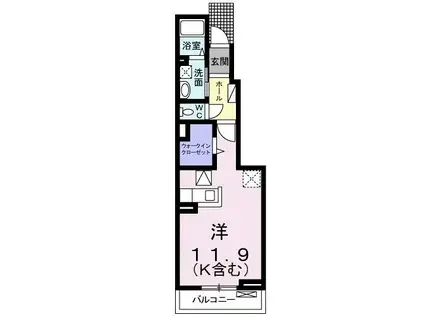 エスポワール稲葉(ワンルーム/1階)の間取り写真