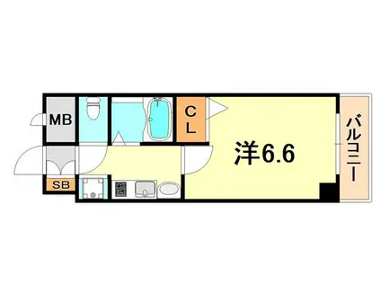 エステムコート三宮イーストⅡリベルテ(1K/3階)の間取り写真