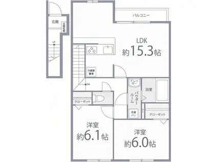 アルシオネ(2LDK/2階)の間取り写真