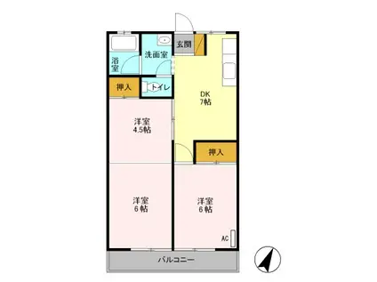 樹園マンション(3DK/2階)の間取り写真
